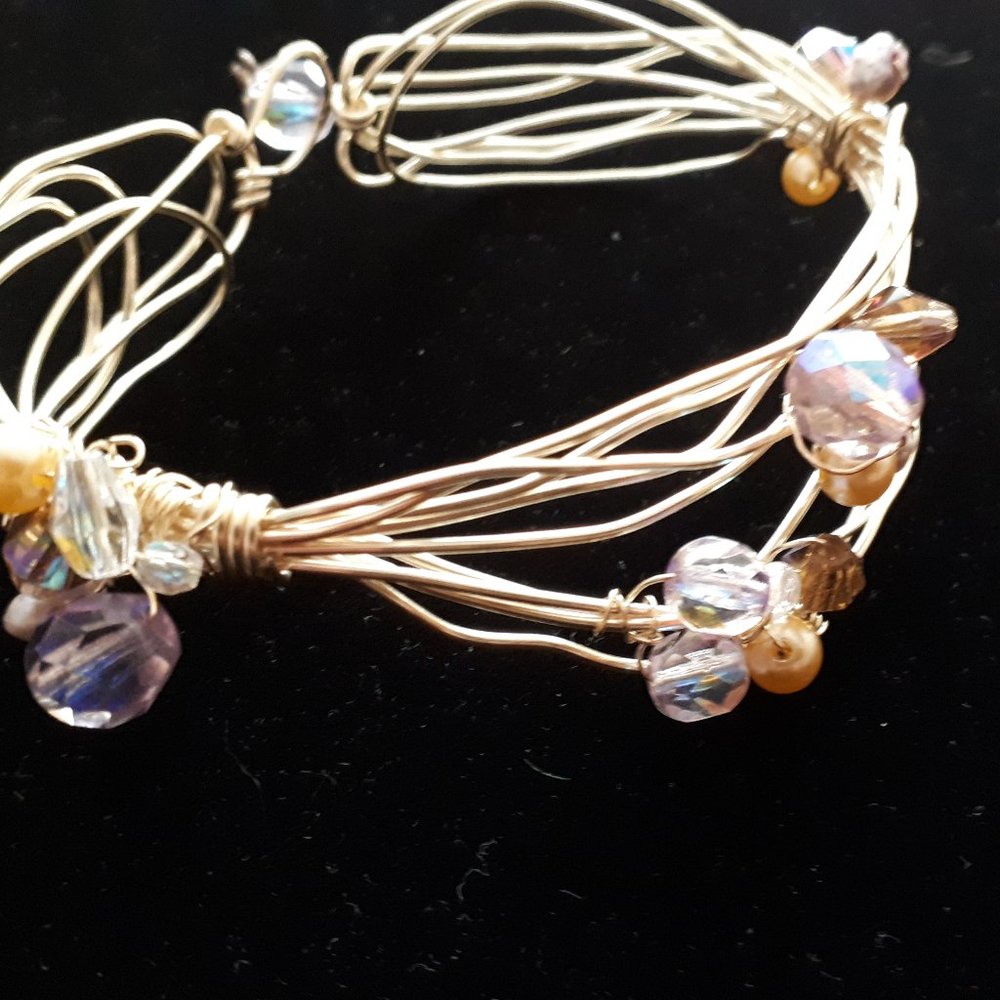 Silver Beaded Bracelet Handmade